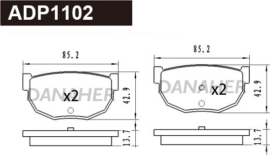 Danaher ADP1102 - Тормозные колодки, дисковые, комплект autospares.lv