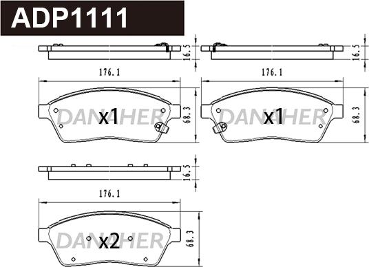 Danaher ADP1111 - Тормозные колодки, дисковые, комплект autospares.lv