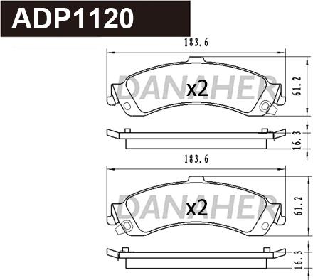 Danaher ADP1120 - Тормозные колодки, дисковые, комплект autospares.lv