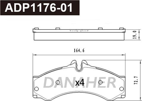 Danaher ADP1176-01 - Тормозные колодки, дисковые, комплект autospares.lv