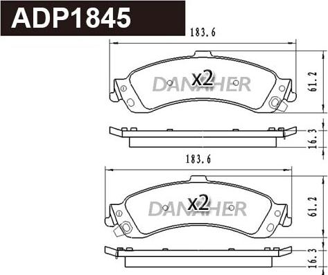 Danaher ADP1845 - Тормозные колодки, дисковые, комплект autospares.lv