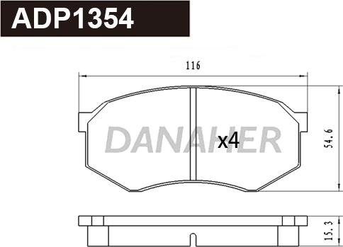 Danaher ADP1354 - Тормозные колодки, дисковые, комплект autospares.lv