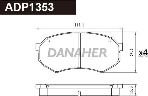 Danaher ADP1353 - Тормозные колодки, дисковые, комплект autospares.lv