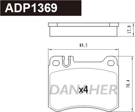 Danaher ADP1369 - Тормозные колодки, дисковые, комплект autospares.lv