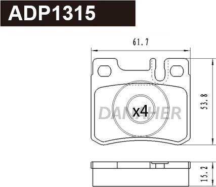 Danaher ADP1315 - Тормозные колодки, дисковые, комплект autospares.lv