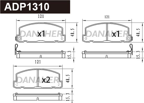 Danaher ADP1310 - Тормозные колодки, дисковые, комплект autospares.lv