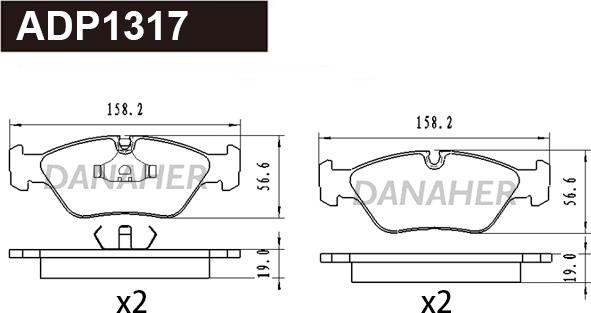 Danaher ADP1317 - Тормозные колодки, дисковые, комплект autospares.lv