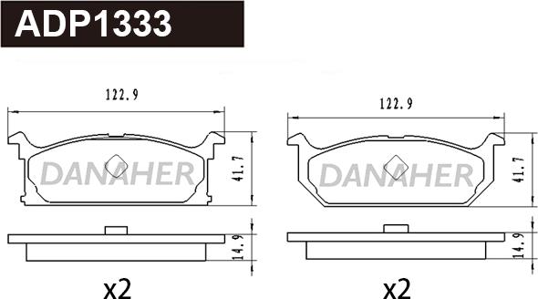 Danaher ADP1333 - Тормозные колодки, дисковые, комплект autospares.lv