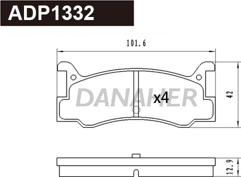 Danaher ADP1332 - Тормозные колодки, дисковые, комплект autospares.lv