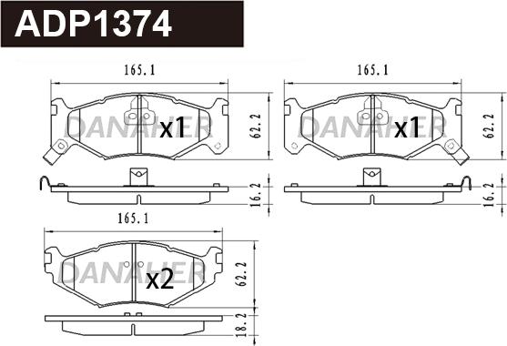 Danaher ADP1374 - Тормозные колодки, дисковые, комплект autospares.lv