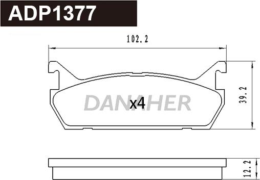 Danaher ADP1377 - Тормозные колодки, дисковые, комплект autospares.lv