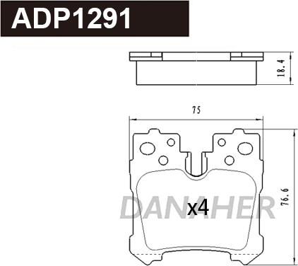 Danaher ADP1291 - Тормозные колодки, дисковые, комплект autospares.lv