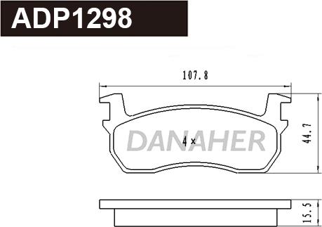 Danaher ADP1298 - Тормозные колодки, дисковые, комплект autospares.lv