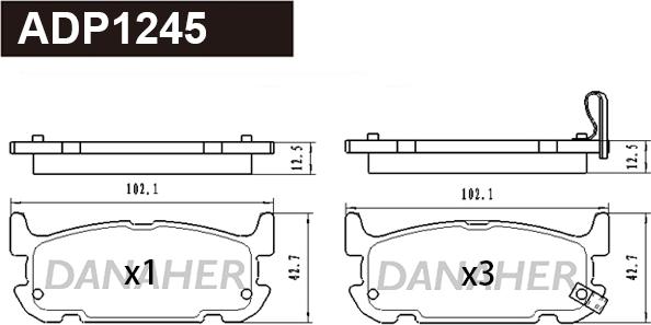 Danaher ADP1244 - Тормозные колодки, дисковые, комплект autospares.lv