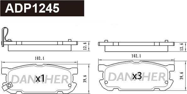 Danaher ADP1245 - Тормозные колодки, дисковые, комплект autospares.lv