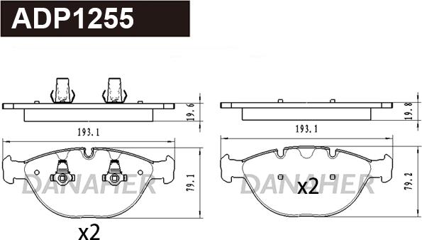 Danaher ADP1255 - Тормозные колодки, дисковые, комплект autospares.lv