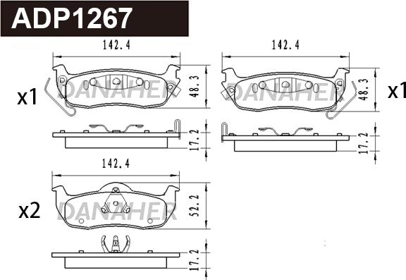 Danaher ADP1267 - Тормозные колодки, дисковые, комплект autospares.lv