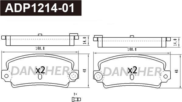 Danaher ADP1214-01 - Тормозные колодки, дисковые, комплект autospares.lv