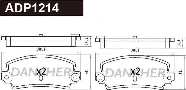 Danaher ADP1214 - Тормозные колодки, дисковые, комплект autospares.lv