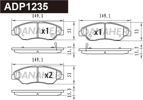 Danaher ADP1235 - Тормозные колодки, дисковые, комплект autospares.lv