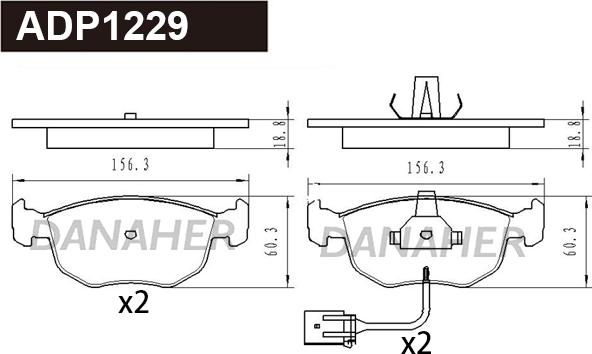 Danaher ADP1229 - Тормозные колодки, дисковые, комплект autospares.lv