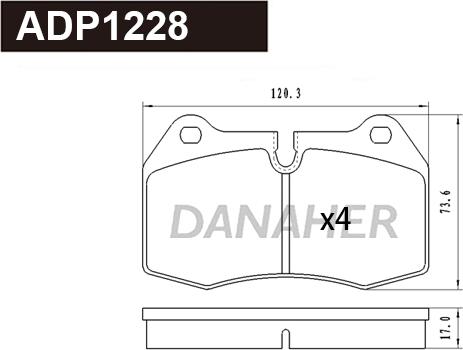 Danaher ADP1228 - Тормозные колодки, дисковые, комплект autospares.lv