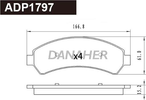 Danaher ADP1797 - Тормозные колодки, дисковые, комплект autospares.lv