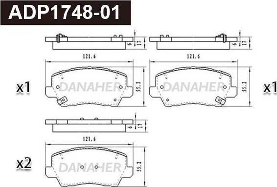 Danaher ADP1748-01 - Тормозные колодки, дисковые, комплект autospares.lv