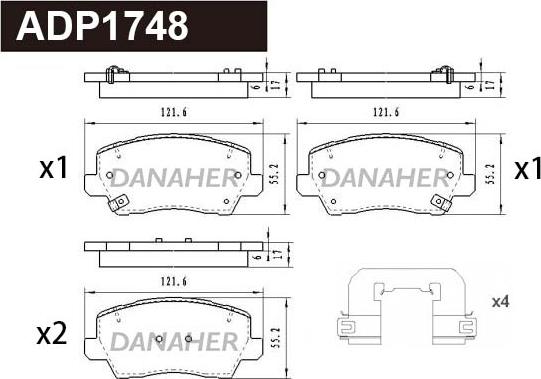 Danaher ADP1748 - Тормозные колодки, дисковые, комплект autospares.lv