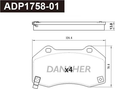 Danaher ADP1758-01 - Тормозные колодки, дисковые, комплект autospares.lv