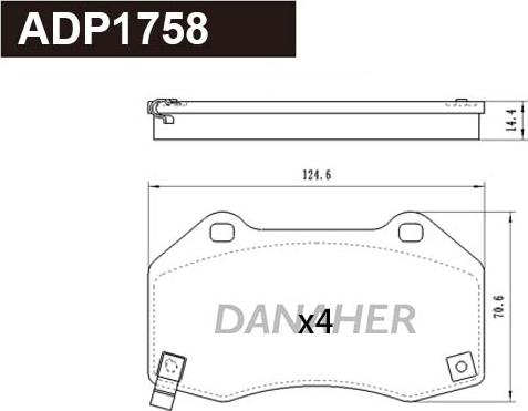 Danaher ADP1758 - Тормозные колодки, дисковые, комплект autospares.lv