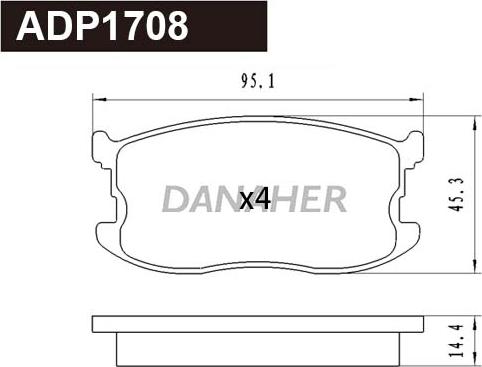 Danaher ADP1708 - Тормозные колодки, дисковые, комплект autospares.lv