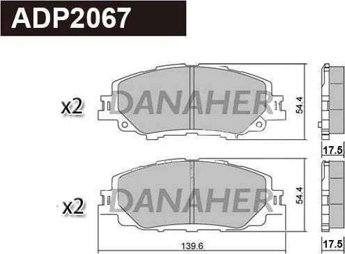 Danaher ADP2067 - Тормозные колодки, дисковые, комплект autospares.lv