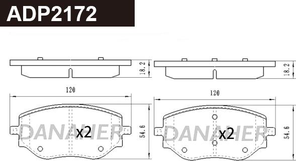 Danaher ADP2172 - Тормозные колодки, дисковые, комплект autospares.lv