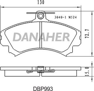 Danaher DBP993 - Тормозные колодки, дисковые, комплект autospares.lv