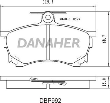 Danaher DBP992 - Тормозные колодки, дисковые, комплект autospares.lv