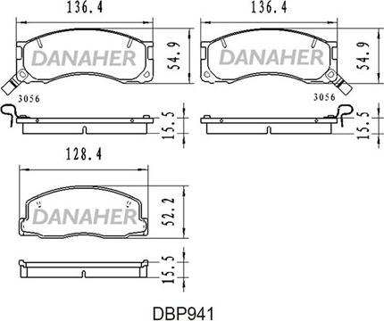 Danaher DBP941 - Тормозные колодки, дисковые, комплект autospares.lv
