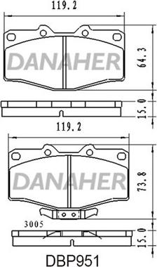 Danaher DBP951 - Тормозные колодки, дисковые, комплект autospares.lv