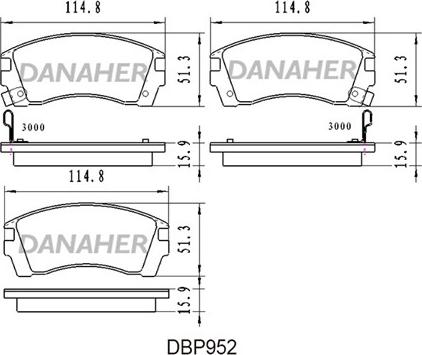 Danaher DBP952 - Тормозные колодки, дисковые, комплект autospares.lv