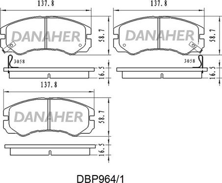 Danaher DBP964/1 - Тормозные колодки, дисковые, комплект autospares.lv