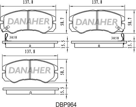 Danaher DBP964 - Тормозные колодки, дисковые, комплект autospares.lv
