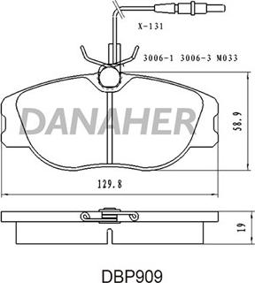 Danaher DBP909 - Тормозные колодки, дисковые, комплект autospares.lv