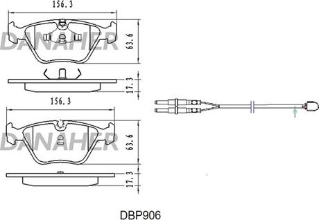 Danaher DBP906 - Тормозные колодки, дисковые, комплект autospares.lv