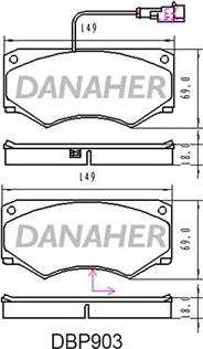 Danaher DBP903 - Тормозные колодки, дисковые, комплект autospares.lv