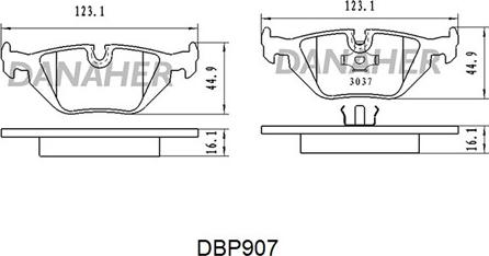 Danaher DBP907 - Тормозные колодки, дисковые, комплект autospares.lv