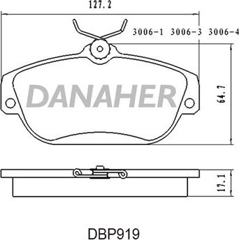 Danaher DBP919 - Тормозные колодки, дисковые, комплект autospares.lv