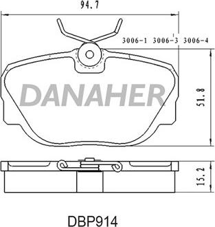 Danaher DBP914 - Тормозные колодки, дисковые, комплект autospares.lv