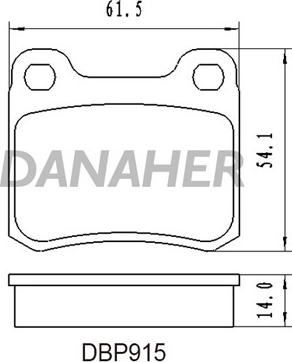 Danaher DBP915 - Тормозные колодки, дисковые, комплект autospares.lv