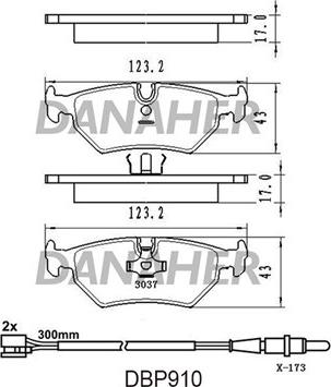 Danaher DBP910 - Тормозные колодки, дисковые, комплект autospares.lv