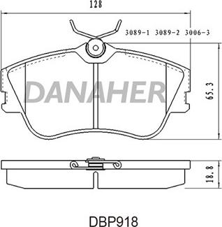 Danaher DBP918 - Тормозные колодки, дисковые, комплект autospares.lv